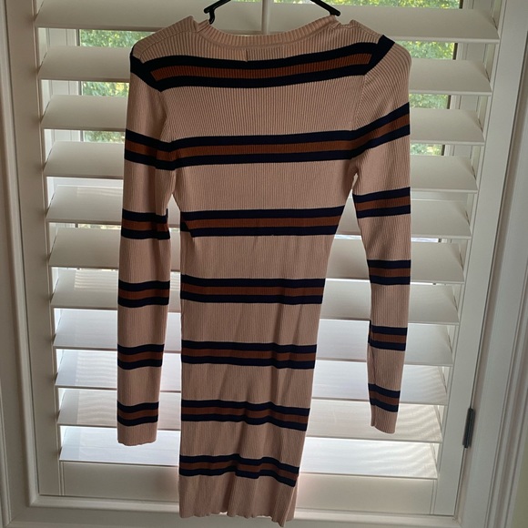 Lulu’s First In Line Blush Pink Stripped Ribbed Bodycon Sweater Dress - Picture 4 of 5